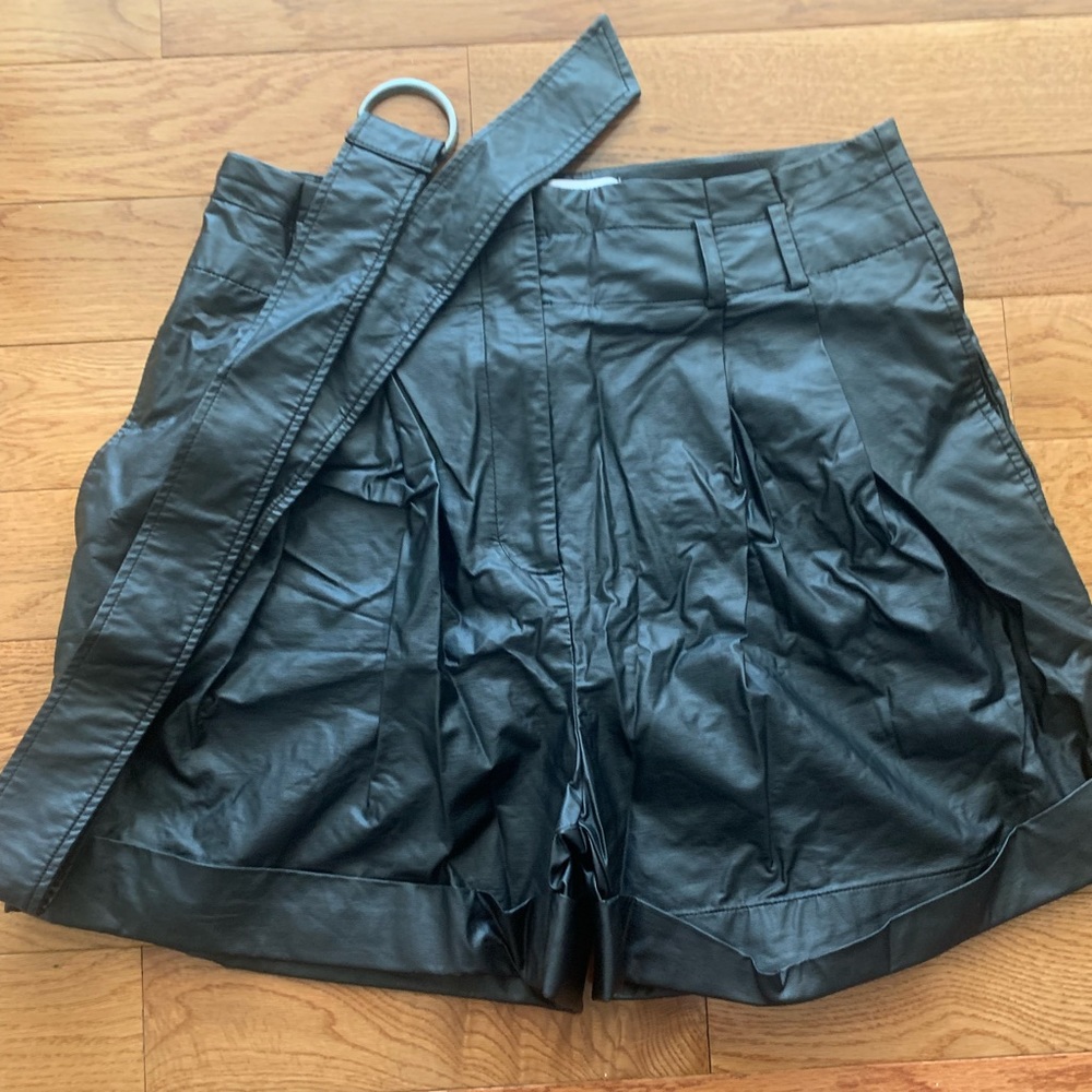Black leather high waisted shorts